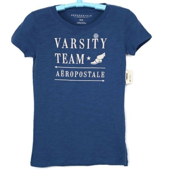 Aeropostale T-Shirt Shirt Blue‎ Varsity Team Track M Medium - Picture 1 of 9